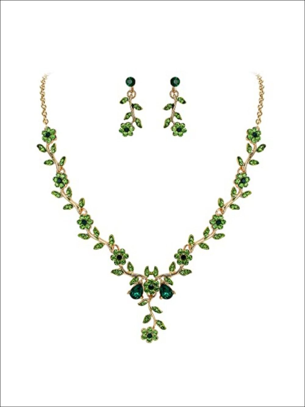 Crystal Bridal Wedding Jewelry Set Necklace Pierced Earrings Prom